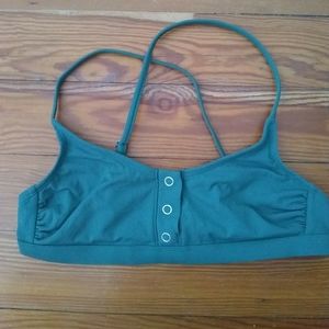 Xhilaration Green Button Front Bikini Top